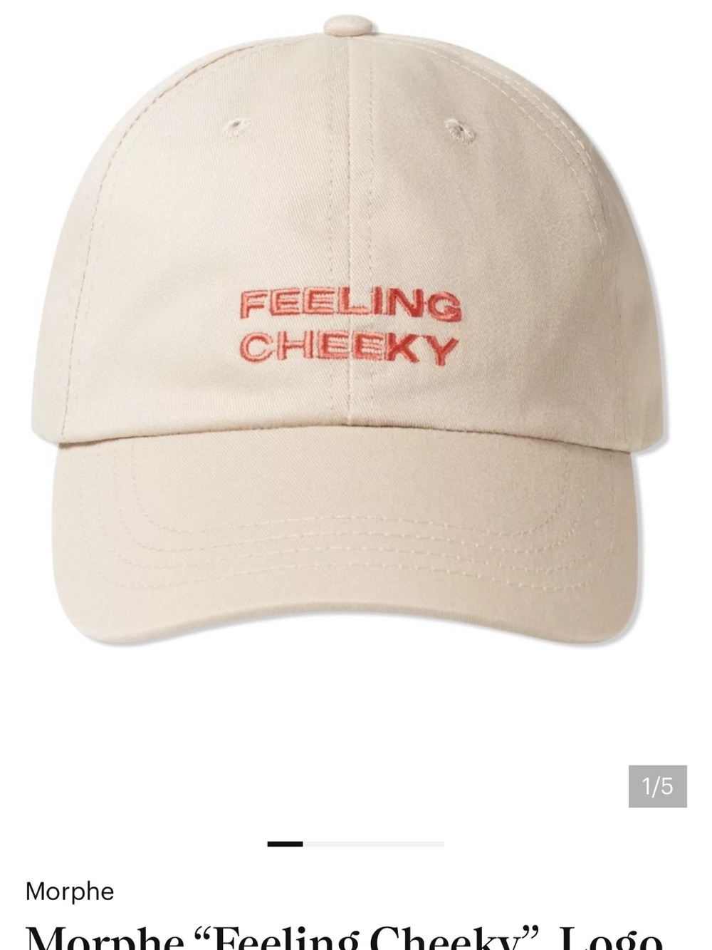Morphe Embroidered 'Feeling Cheeky' Cap in Cream and Coral